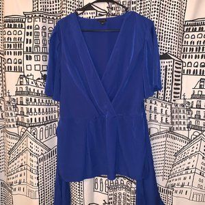 Ann Taylor Royal Blue Short Sleeve Blouse, Size 12